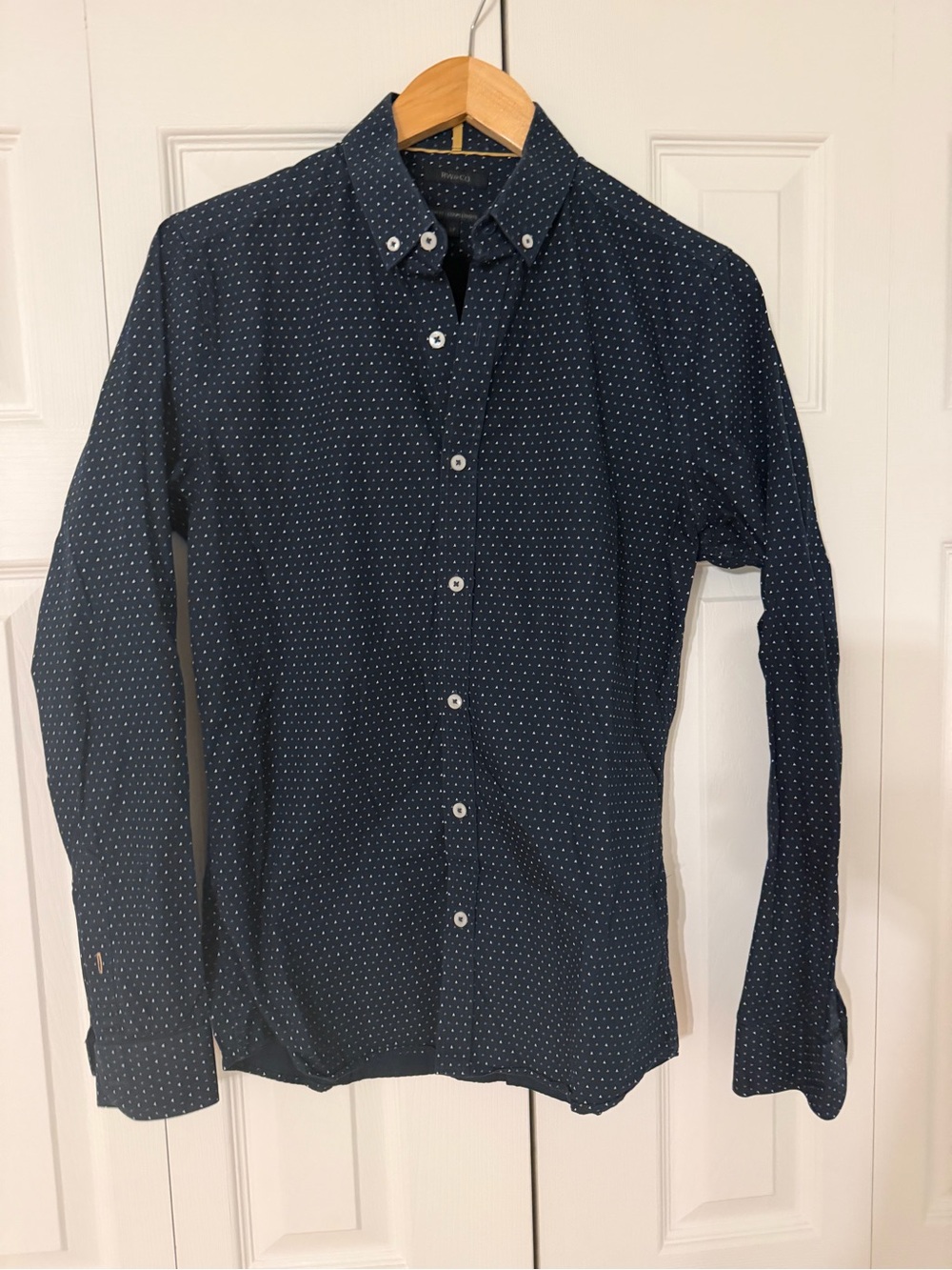 Men's Navy Dot-Print Button-Down Shirt